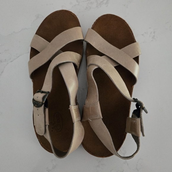 Chaco Wayfarer Tan Leather Flat Sandals Size 7 Womens - Picture 2 of 8